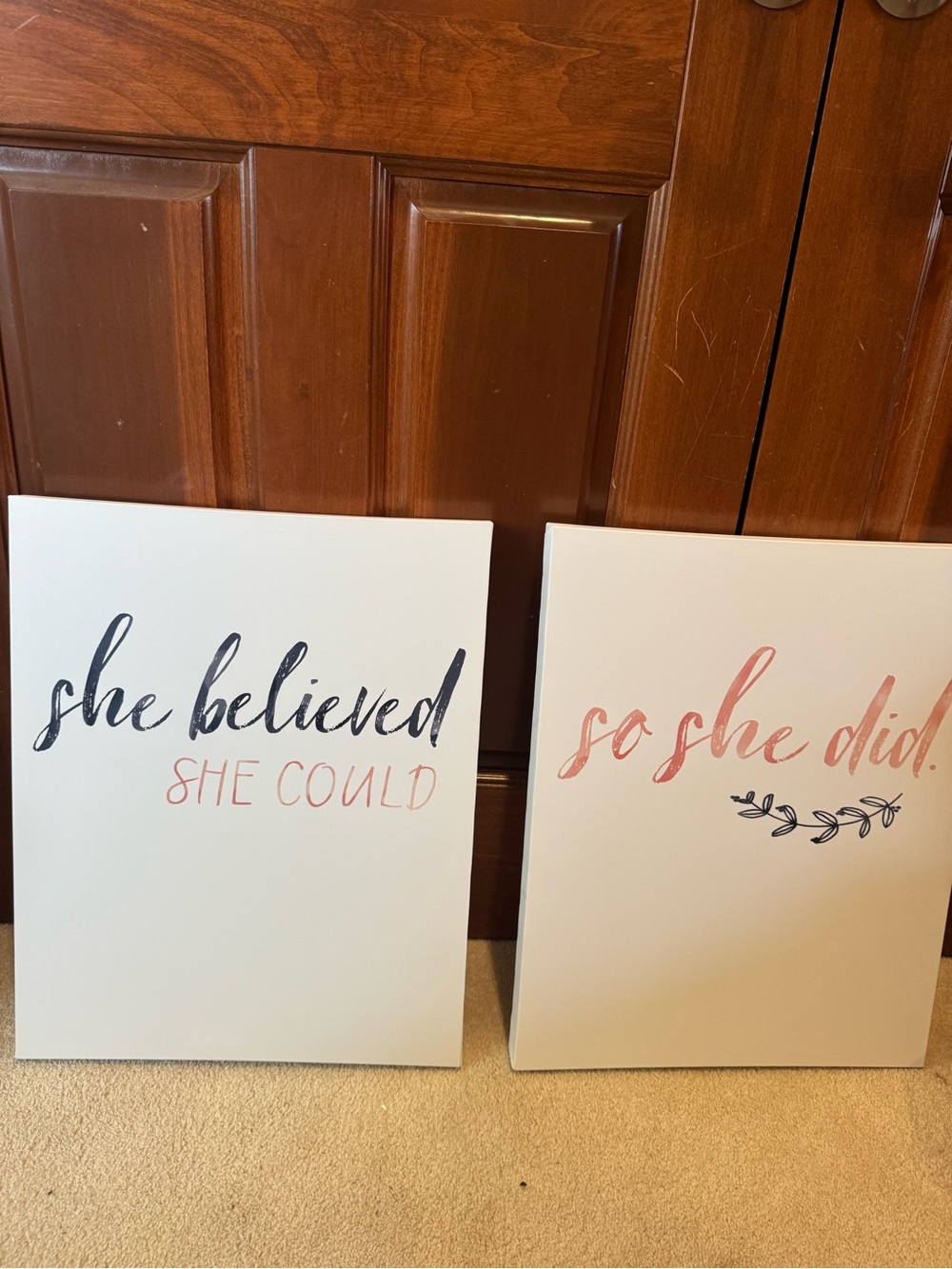 Inspirational Wall Canvas Set - Pink & Black Motivational Quote